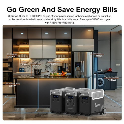 FOSSiBOT F3600 Pro Tragbares Kraftwerk, 3840 Wh LiFePO4-Akku, max. 11520 Wh Erweiterung, 3600 W FOSSiBOT F3600 Pro Tragbares Kraftwerk, 3840 Wh LiFePO4-Akku, max. 11520 Wh Erweiterung, 3600 W